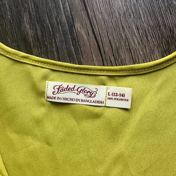 Faded Glory Women's Yellow Tank Top - Size L (12-14) - 100% Polyester - Picture 3 of 3